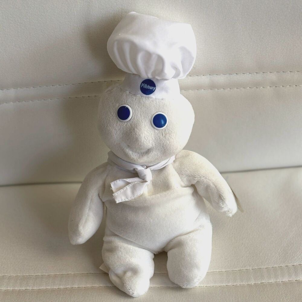 Vintage 8"H Pillsbury Doughboy Bean Bag Plush Applause NWT Old Stock White Chef